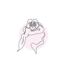 Minimalist floral beauty line art logo design