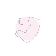 Minimalist shield beauty line art logo