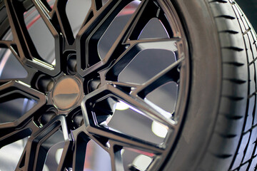 Obraz na płótnie Canvas Wheel Alloy Wheels Rim or Mag Wheel high performance auto part decoration luxurious stylish