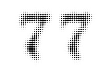 Number 77 Halftone. Pop art style. Halftone dotted backdrop. Design for web banners, wallpaper,sites vector illustration. Abstract Halftone Dotted Number.