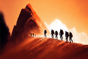 Travelers make their way through a desert dune