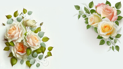 Romantic background/wallpaper/invitation with gorgeous roses, generative ai, digital art