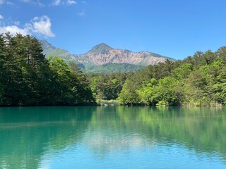 五色沼と磐梯山