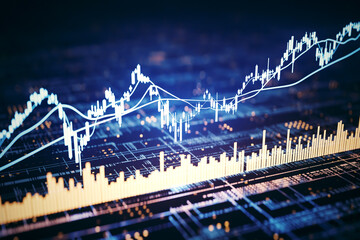 stock market chart technology background, 3d rendering