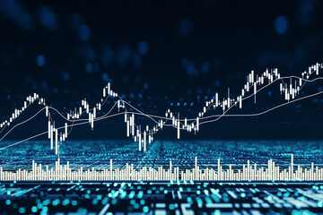 stock market graph chart technology background, 3d rendering