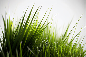 Fototapeta premium 3d render of green grass, isolated on white. Made with Generative AI Technology