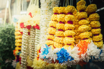 Phool Mala Flowers Marigold Garlands the symbolism of purity, beauty, peace, love, and passion