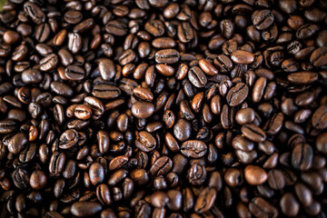 Obraz premium Close up of a group of coffee beans