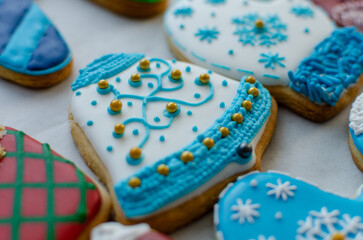 Fototapeta na wymiar Beautifully decorated Christmas Cookies