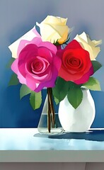 bouquet of roses in vase,flower  background