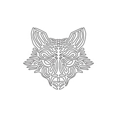 Obraz premium Single curly one line drawing of cute fox abstract art. Continuous line draw graphic design vector illustration of friendly domestic animal for icon, symbol, company logo, poster wall decor