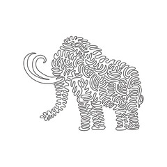 Continuous curve one line drawing of standing mammoth abstract art . Single line editable stroke vector illustration of friendly domestic animal for logo, wall decor and poster print decoration