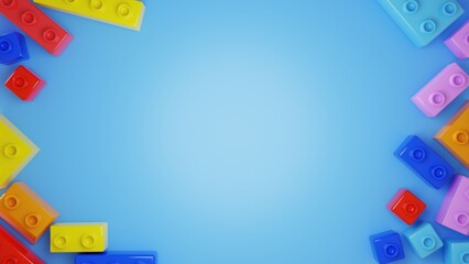 Colorful brick toy copy-space. Suitable for cheerful children's theme backgrounds