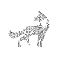 Continuous curve one line drawing of standing fox abstract art in circle. Single line editable stroke vector illustration of friendly domestic animal for logo, wall decor and poster print decoration