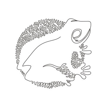 recommend clip art: Continuous one curve line drawing of funny frog abstract art in circle. Single line editable stroke vector illustration of friendly domestic animal for logo, wall decor and poster print decoration