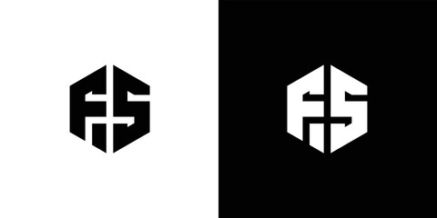 Letter F S Polygon, Hexagonal Minimal and Trendy Professional Logo Design On Black And White Background