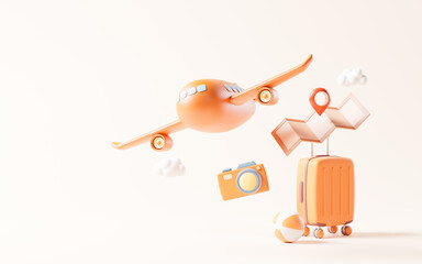 Airplane with cartoon style, 3d rendering.