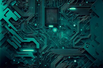 Abstract futuristic technology background. Computer electronic circuit board, micro chip, cpu, memory control panel.