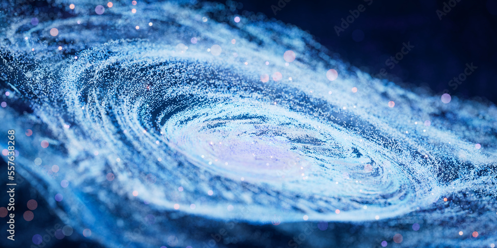 Aufkleber colorful nebula with density glowing particles, 3d rendering.