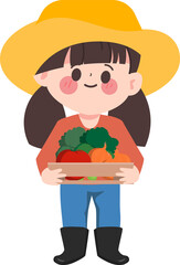 Cute cartoon planter occupation character hand drawn style.