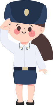 Cute cartoon air force occupation character hand drawn style.