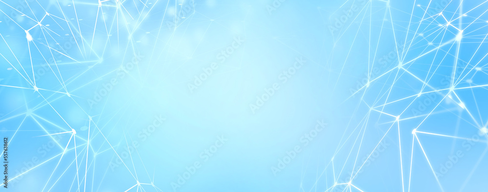 Wall mural panoramic abstract dot and triangle connection background., the world is connect and smaller concept