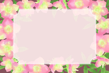 濃い色の背景と冬の花フレーム（クリスマスローズ）