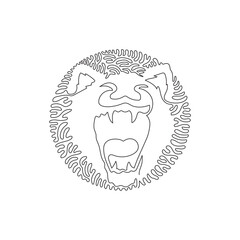 Single swirl continuous line drawing of scary tasmanian devil abstract art. Continuous line draw graphic design vector illustration style of carnivorous mammal for icon, sign, modern wall decor
