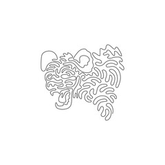 Single curly one line drawing of the strongest teeth predator abstract art. Continuous line draw graphic design vector illustration of vicious predator mammal for icon, symbol, logo,poster wall decor