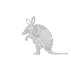 Fototapeta na wymiar Single swirl continuous line drawing of cute armadillo abstract art. Continuous line draw graphic design vector illustration style of unique armor-like shell for an icon, sign, modern wall decor