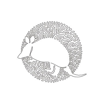 Single one line drawing of cute armored mammals abstract art. Continuous line draw graphic design vector illustration of timid Mammalia for icon, symbol, company logo, poster wall decoration