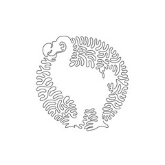 Continuous curve one line drawing of standing dodo abstract art in circle. Single line editable stroke vector illustration of dodo funny extinct species for logo, syimbol, wall decor and poster print © Ganjar