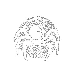 Single one curly line drawing of super cute spider abstract art. Continuous line draw graphic design vector illustration of predator insects for icon, symbol, company logo, and pet lover club