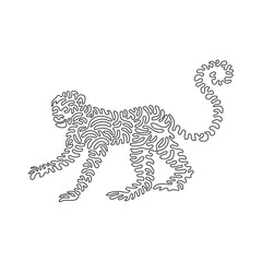 Fototapeta na wymiar Continuous one curve line drawing of cute monkey abstract art in circle. Single line editable stroke vector illustration of cute animal for logo, wall decor and poster print decoration
