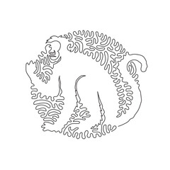Single one line drawing of cute monkey sitting abstract art. Continuous line draw graphic design vector illustration of friendly animal for icon, symbol, company logo, poster wall decor