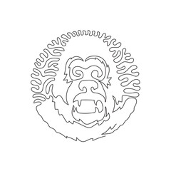 Continuous curve one line drawing  of genus of primates art. Continuous line draw graphic design vector illustration the largest of the apes animal for icon, symbol, company logo and poster wall decor