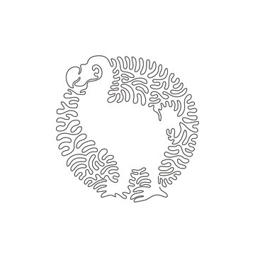 recommend clip art: Continuous curve one line drawing of standing dodo abstract art in circle. Single line editable stroke vector illustration of dodo funny extinct species for logo, syimbol, wall decor and poster print