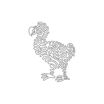 recommend clip art: Single one line drawing of funny dodo abstract art. Continuous line draw graphic design vector illustration of cute dodo birds for icon, symbol, company logo, poster wall decor, print decor
