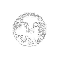 Single swirl continuous line drawing of cute sheep abstract art. Continuous line draw graphic design vector illustration style of friendly domestic animal for icon, sign, minimalism modern wall decor