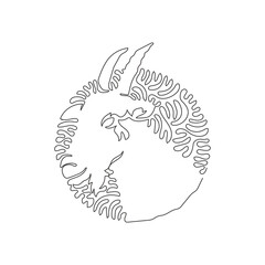 Single curly one line drawing of cute goat abstract art. Continuous line draw graphic design vector illustration of friendly domestic animal for icon, symbol, company logo, poster wall decor