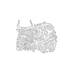Continuous curve one line drawing of energetic wildebeest curve abstract art. Single line editable stroke vector illustration of wildebeest elegant horn for logo, wall decor and poster print decor