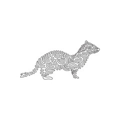 Continuous curve one line drawing of cute weasel curve abstract art. Single line editable stroke vector illustration of weasel has a pointed snout for logo, wall decor and poster print decoration