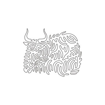 recommend clip art: Continuous curve one line drawing of energetic wildebeest curve abstract art. Single line editable stroke vector illustration of wildebeest elegant horn for logo, wall decor and poster print decor