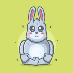 funny rabbit animal character mascot with sad expression isolated cartoon in flat style design