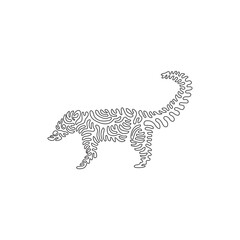 Fototapeta na wymiar Single one curly line drawing of beautiful furry animal abstract art. Continuous line draw graphic design vector illustration of friendly domestic animal for icon, symbol, logo, and pet lover club