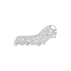 Single one line drawing of slow moving caterpillar abstract art. Continuous line draw graphic design vector illustration of caterpillar waiting for metamorphosis for icon, symbol, logo, wall decor
