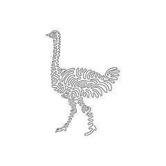 Fototapeta na wymiar Single one line drawing abstract art of ostrich which small head. Continuous line draw graphic design vector illustration of largest bird for icon, symbol, company logo, poster wall decor