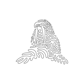 recommend clip art: Continuous one curve line drawing of large flippered marine mammal.Curve abstract art. Single line editable stroke vector illustration of walrus have prominent tusks. Wall decor poster and print art