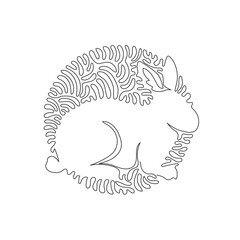 Continuous one curve line drawing of funny rabbit abstract art in circle. Single line editable stroke vector illustration of rabbits have long ears for logo, wall decor, poster print decoration