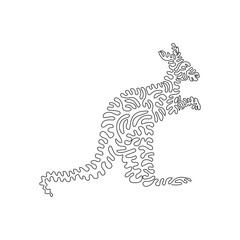 Single one curly line drawing of cute kangaroo abstract art. Continuous line draw graphic design vector illustration of friendly domestic animal for icon, symbol, company logo, and pet lover club